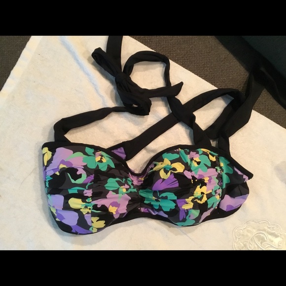 Anne Klein Bikini, Large. Black w/purple green etc - Picture 2 of 4